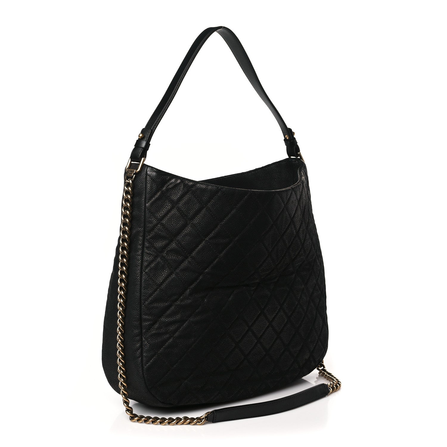 Chanel Iridescent Caviar Quilted Country Chic Hobo Black 3 of 9