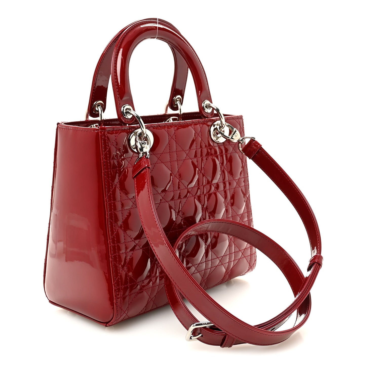 Patent Cannage Medium Lady Dior Red
