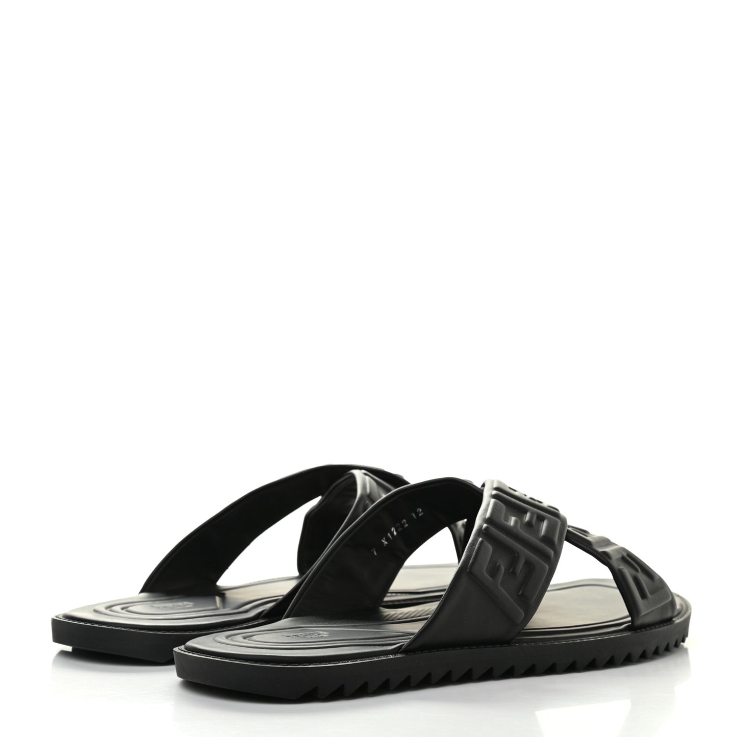 Nappa FF Embossed Mens Criss Cross Slide Sandals 12 Black