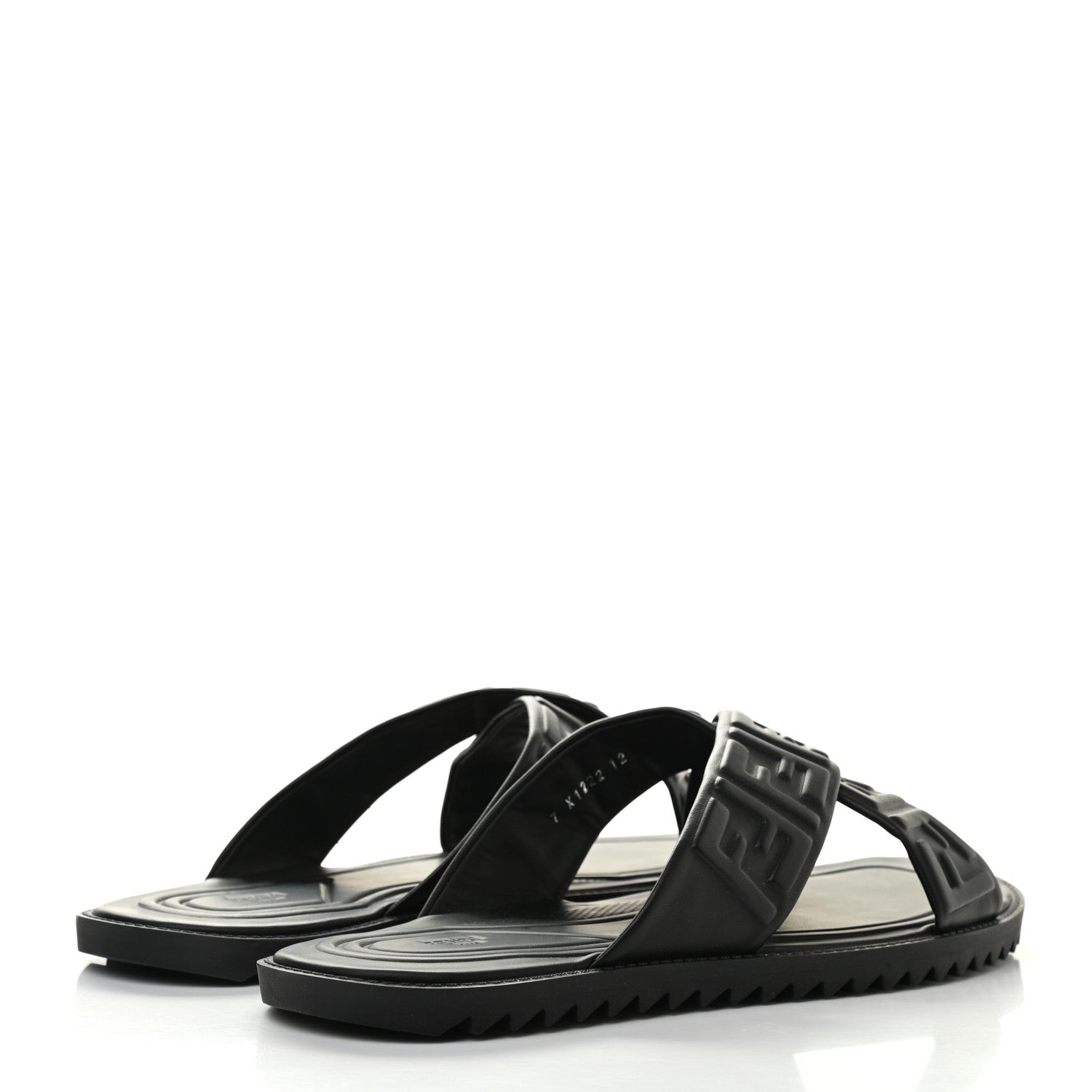 Fendi Nappa FF Embossed Mens Criss Cross Slide Sandals 12 Black 4 of 9