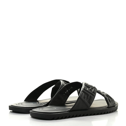 Fendi Nappa FF Embossed Mens Criss Cross Slide Sandals 12 Black 4 of 9