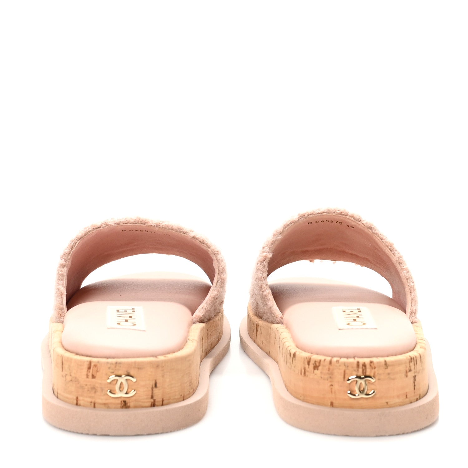 Chanel Fabric Pearl Cork CC Slip On Sandals 39 Pink 6 of 11