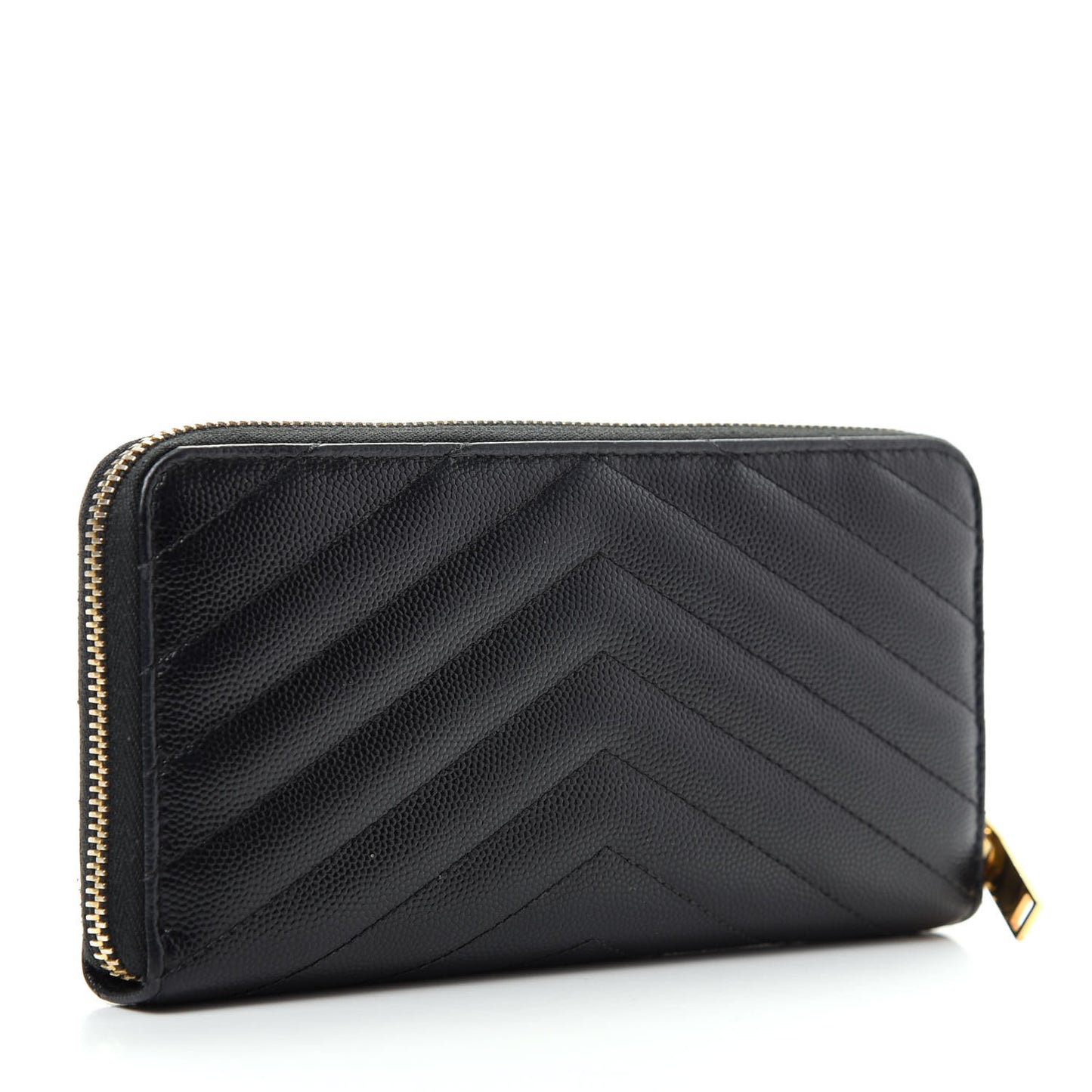 Grain De Poudre Matelasse Chevron Monogram Zip Around Wallet Black