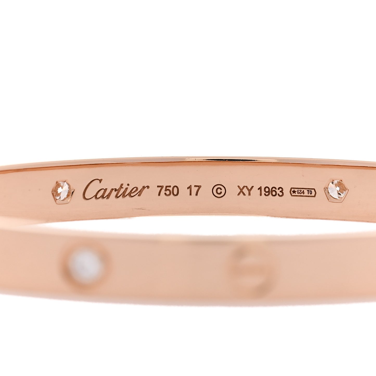 18K Pink Gold 4 Diamond LOVE Bracelet 17
