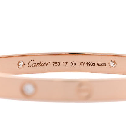 Cartier 18K Pink Gold 4 Diamond LOVE Bracelet 17 3 of 9