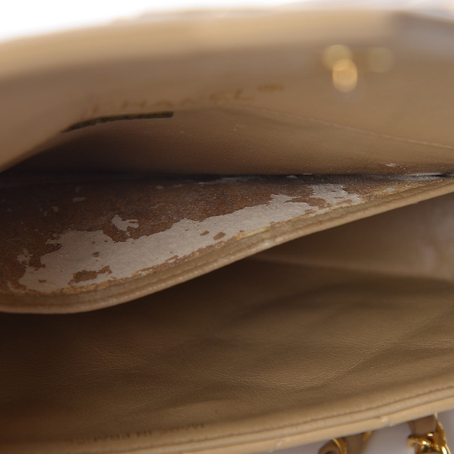 Lambskin Quilted Small Single Flap Beige