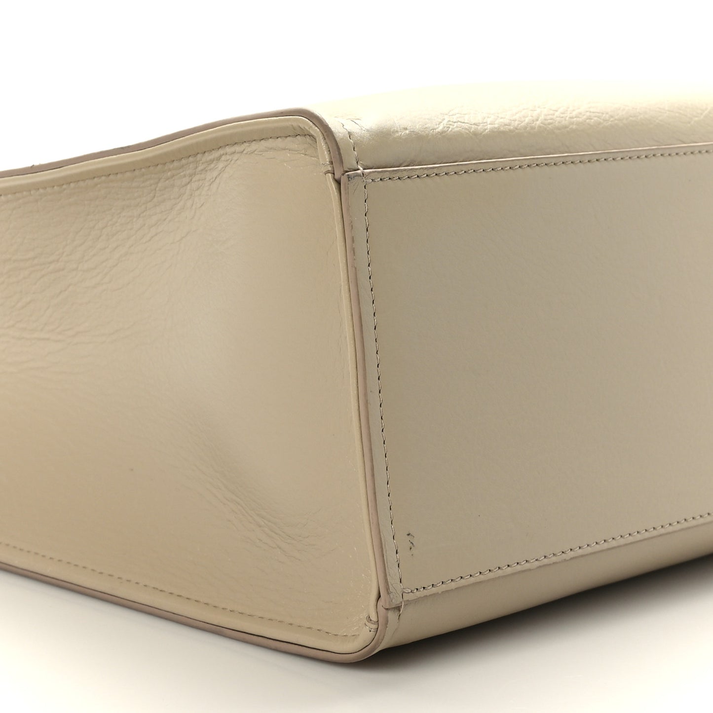 Tumbled Calfskin Logo Embossed Medium G-Tote Beige