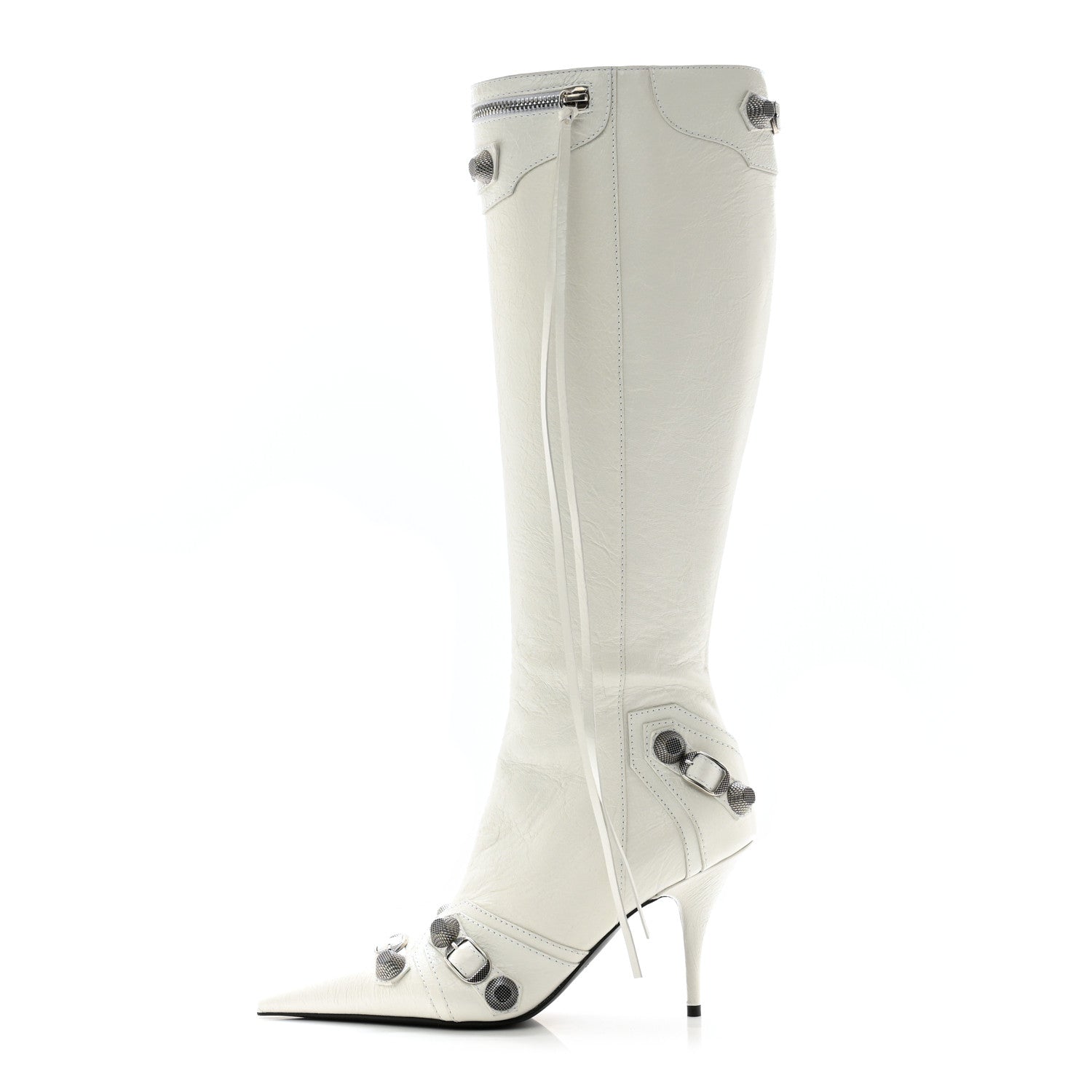 Balenciaga Agneau Arena Cagole 90mm Boots 37 Optic White Silver 1 of 10