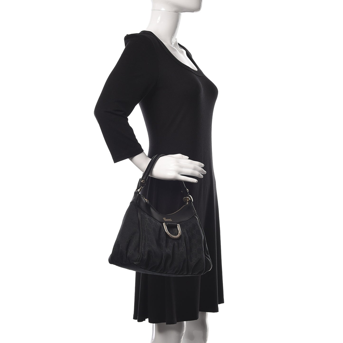 Monogram Medium D Gold Ring Hobo Black