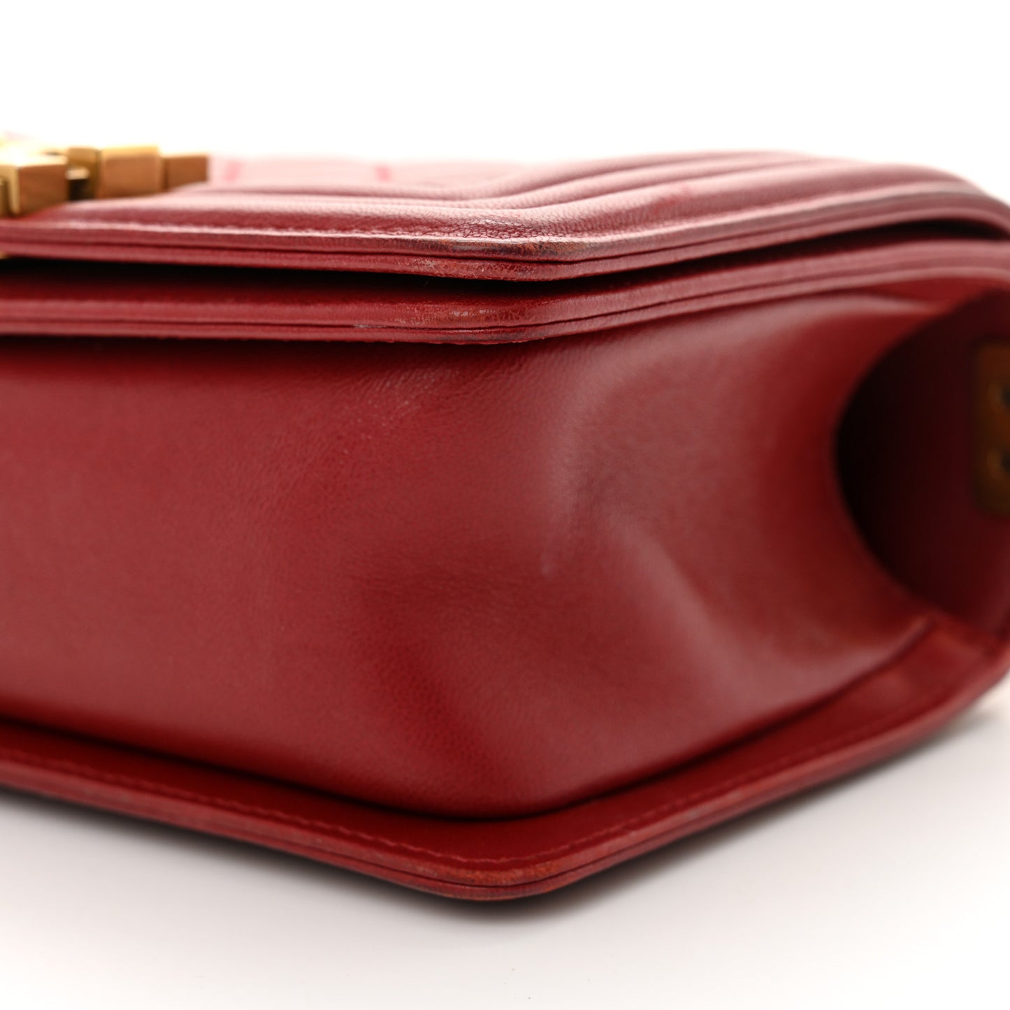 Lambskin Quilted Small Boy Flap Dark Red