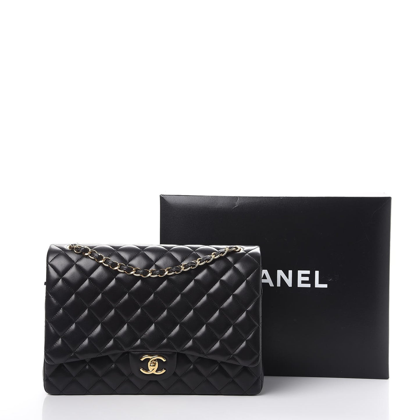 Lambskin Quilted Maxi Double Flap Black