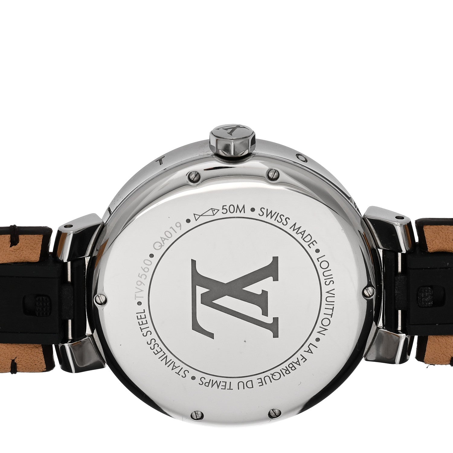 Louis Vuitton Stainless Steel Monogram Diamond 35mm Tambour Moon Divine Quartz Watch 4 of 6
