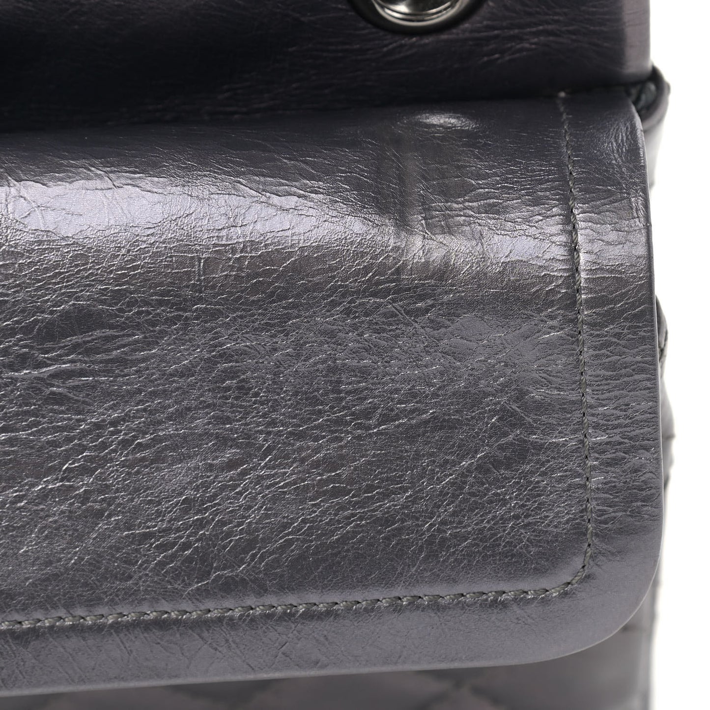 Metallic Aged Calfskin Quilted Studded 2.55 Reissue 226 Flap Dark Silver