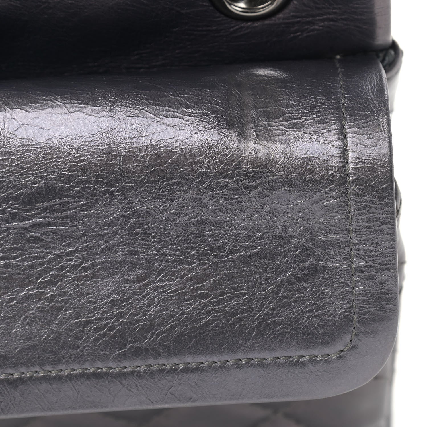 Chanel Metallic Aged Calfskin Quilted Studded 2.55 Reissue 226 Flap Dark Silver 12 of 15