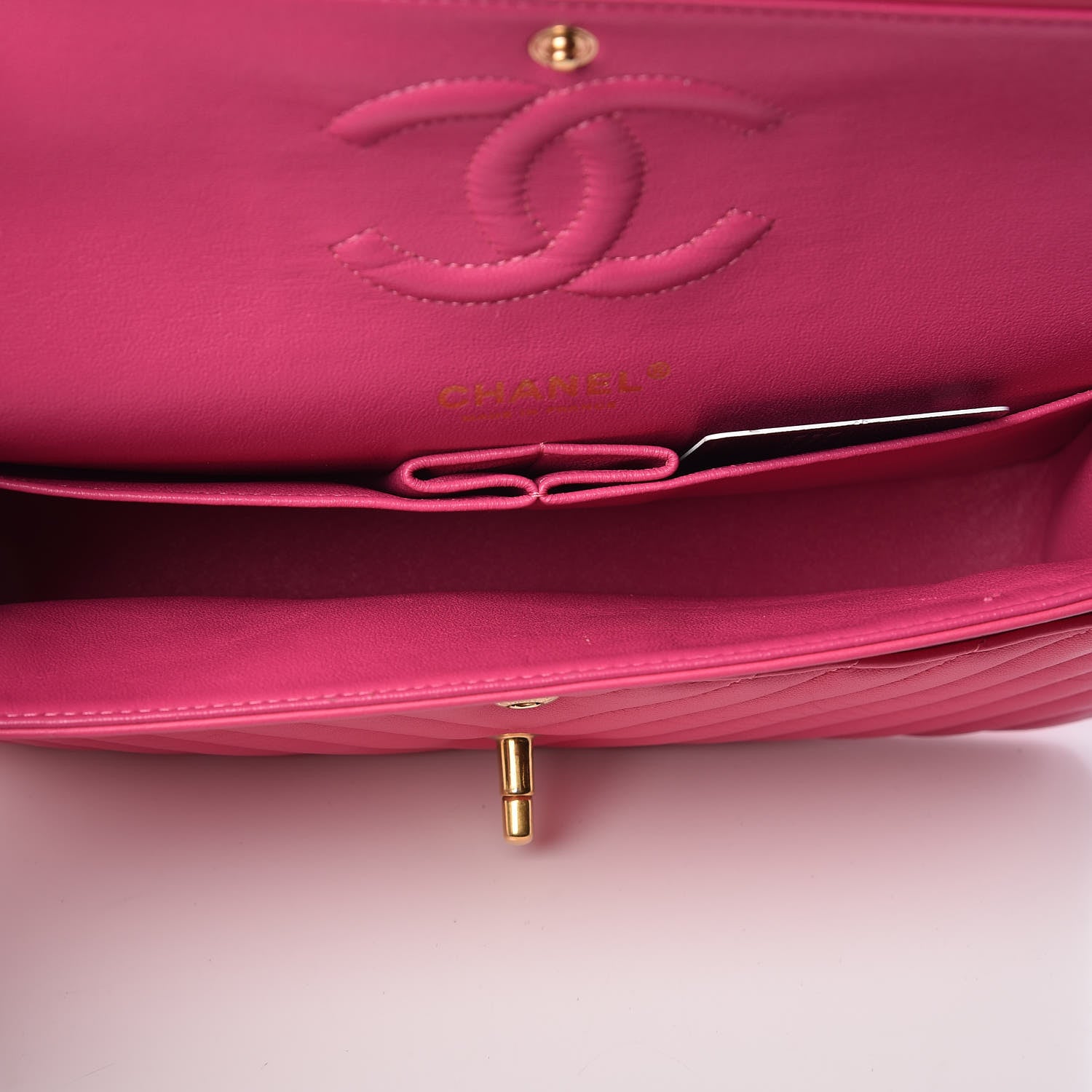 Chanel Lambskin Chevron Quilted Medium Double Flap Pink 6 of 18