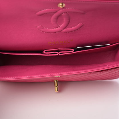 Chanel Lambskin Chevron Quilted Medium Double Flap Pink 6 of 18