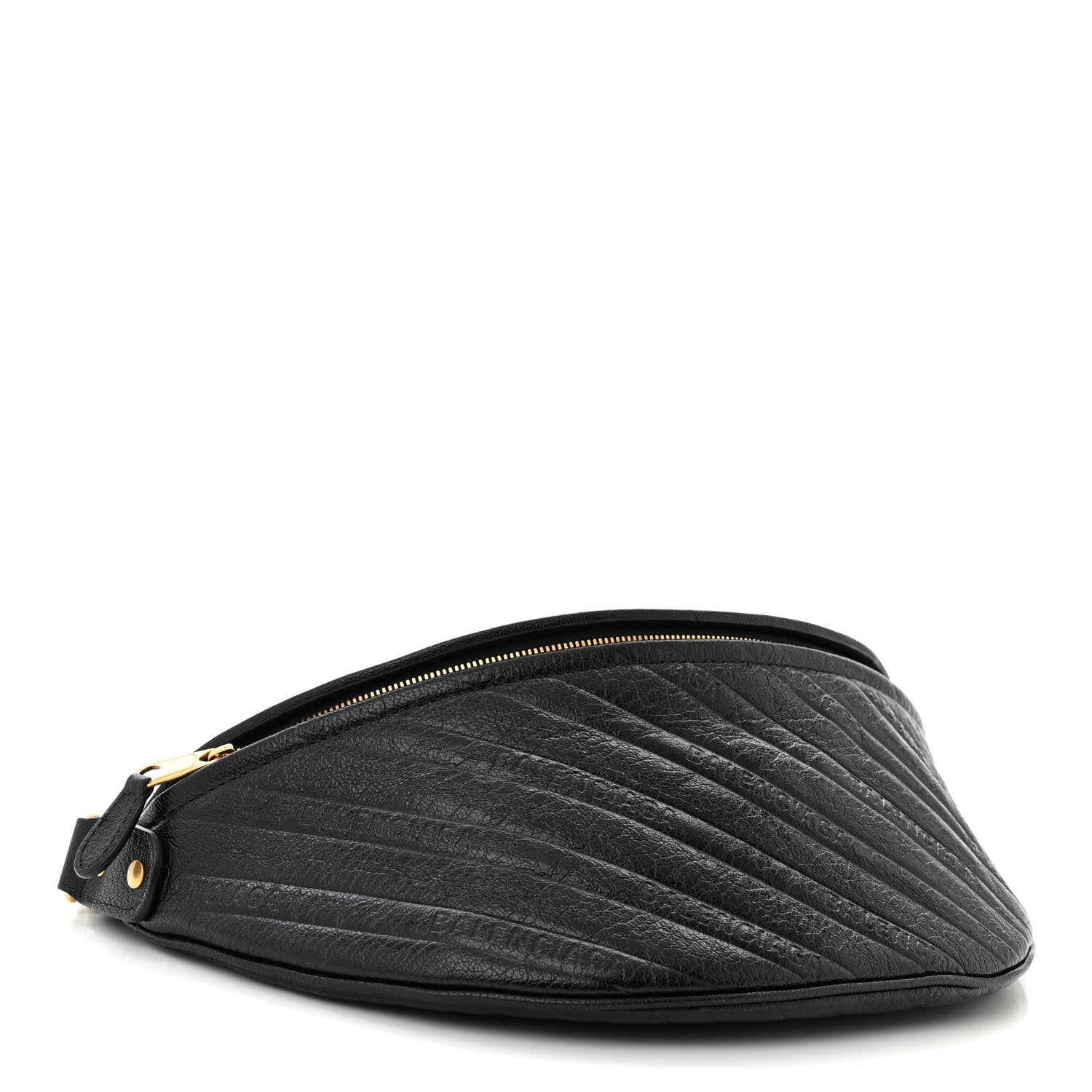 Balenciaga Shiny Goatskin Allover Logo Embossed XS Souvenir Belt Bag Black 4 of 10