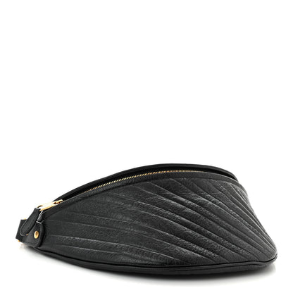 Balenciaga Shiny Goatskin Allover Logo Embossed XS Souvenir Belt Bag Black 4 of 10