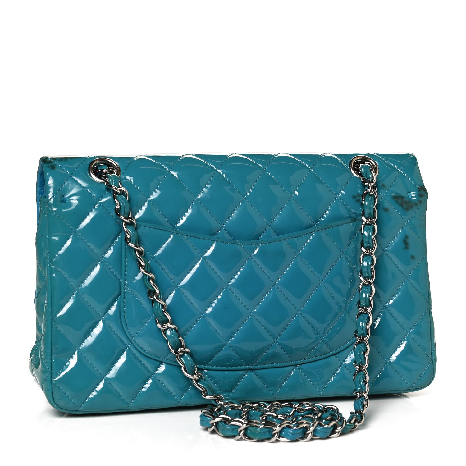 Chanel Patent Quilted Medium Double Flap Turquoise 2 of 12