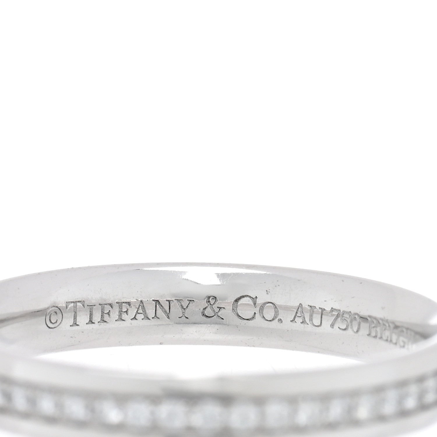 Tiffany 18K White Gold Diamond .24ctw 3mm Eternity Band Ring 50 5.5 4 of 5