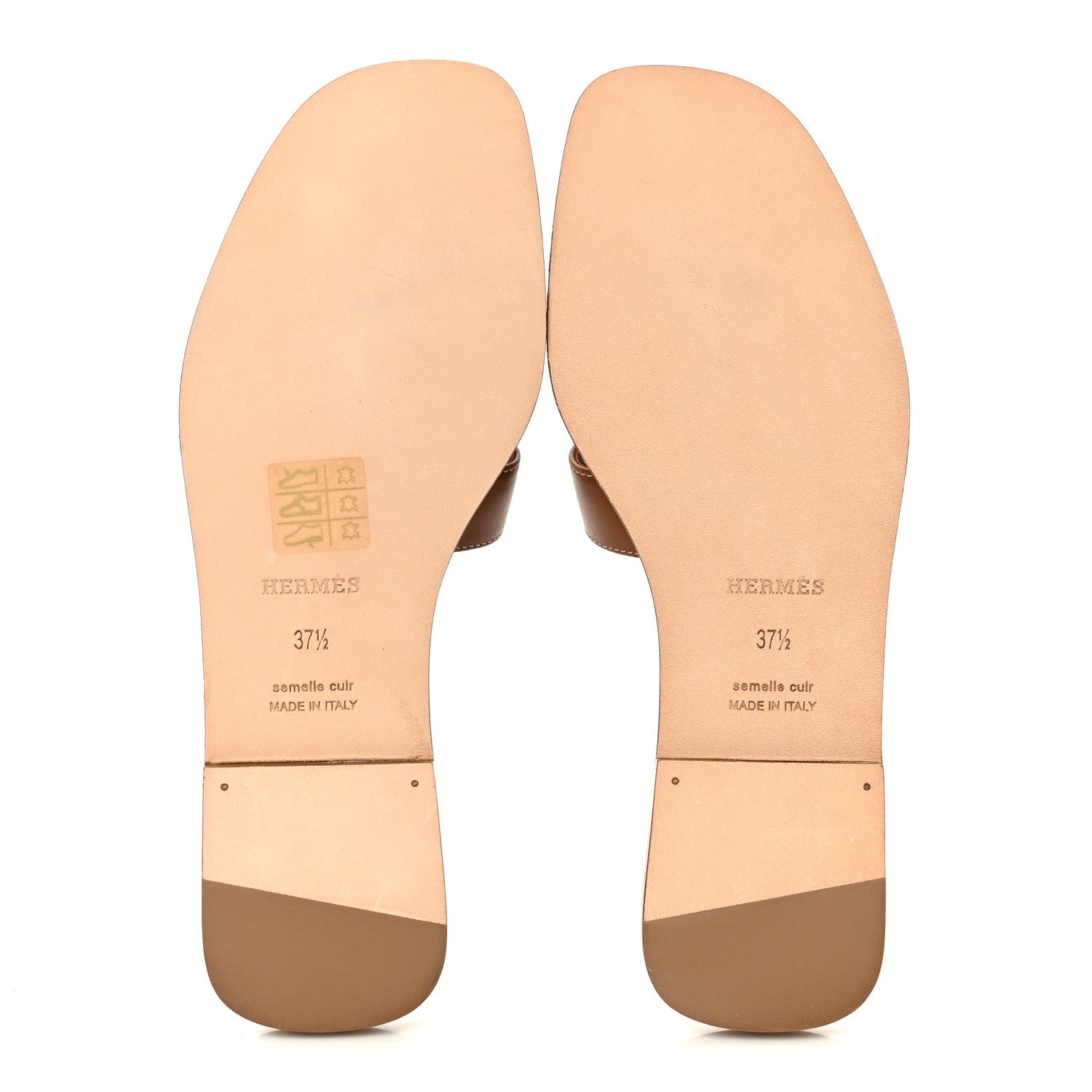 Hermes Box Calfskin Oran Sandals 37.5 Gold 6 of 10