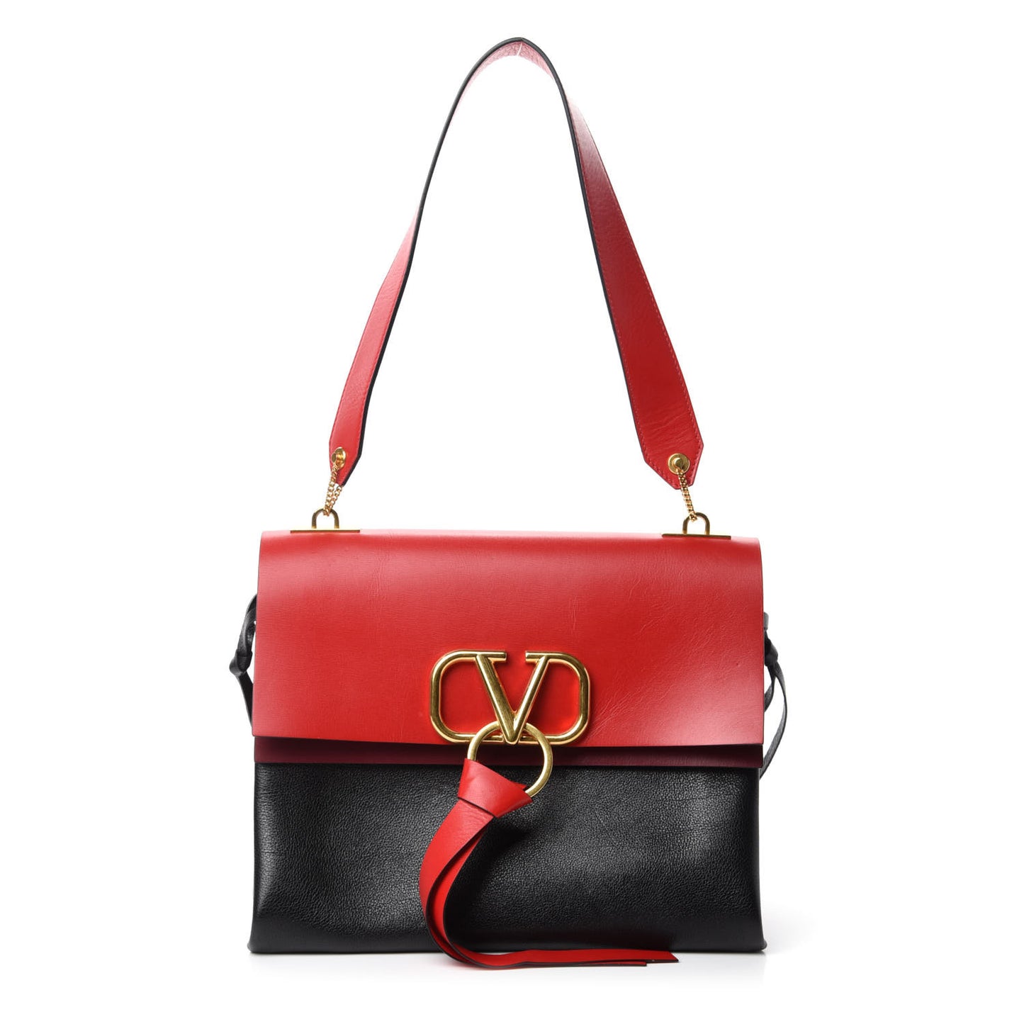Smooth Calfskin Medium Vring Shoulder Bag Rouge Pur Cerise Black