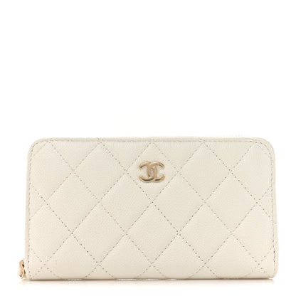 Chanel Caviar Quilted CC Medium Zip Around Wallet White 1 of 9