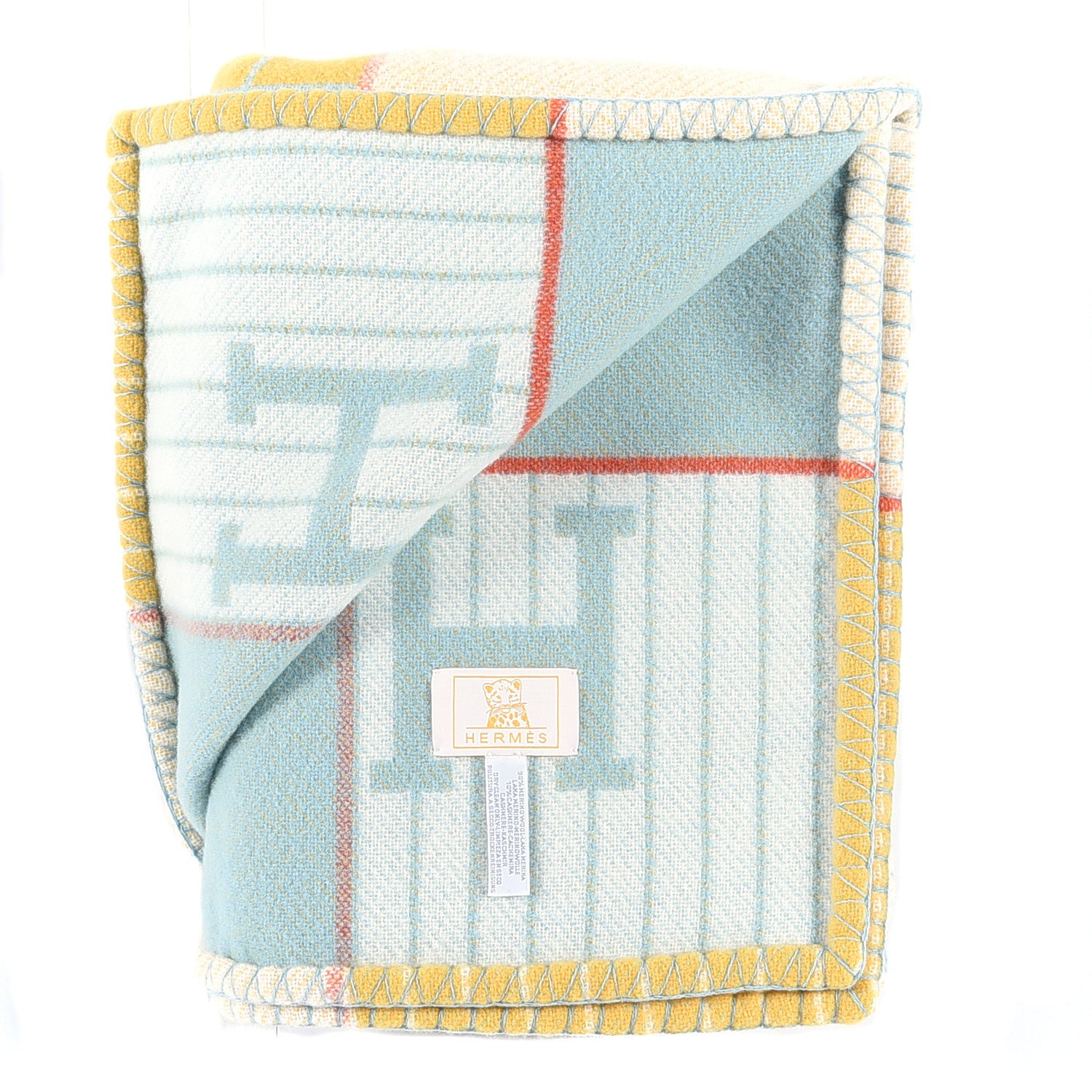 Hermes Wool Cashmere Avalon Passe-Passe Blanket Miel 2 of 3