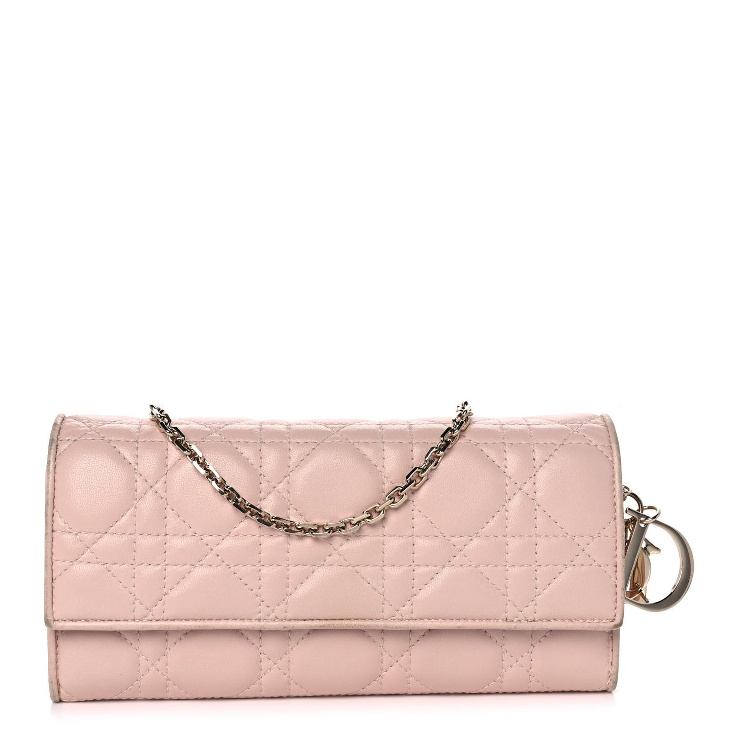 Lambskin Cannage Lady Dior Rendezvous Wallet On Chain Light Pink