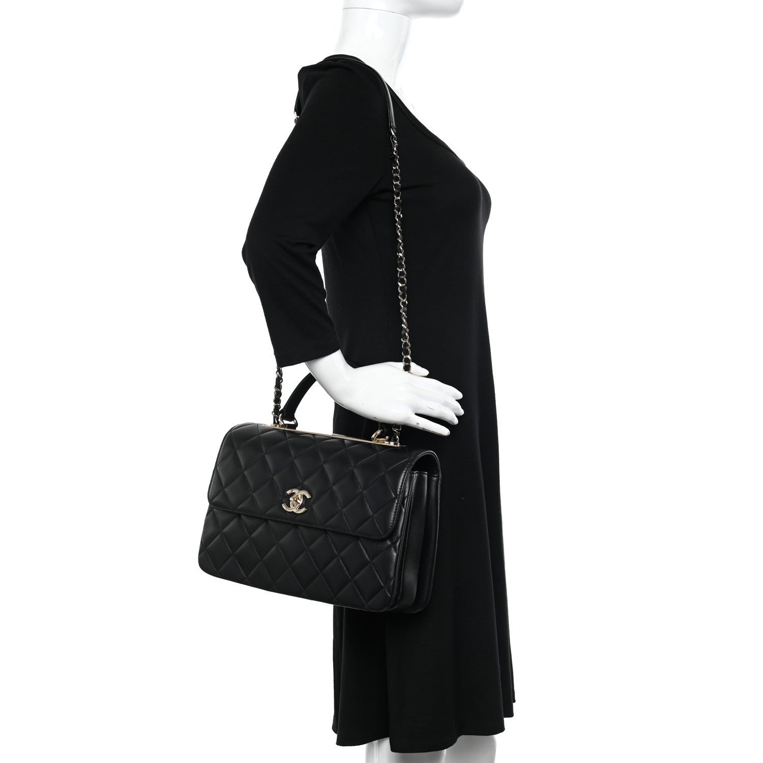 Chanel Lambskin Quilted Medium Trendy CC Flap Dual Handle Bag Black 3 of 11