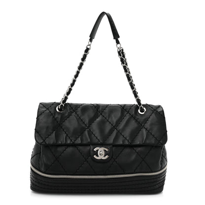 Chanel Calfskin Stitched Large Expandable Flap Bag Black 1 of 15