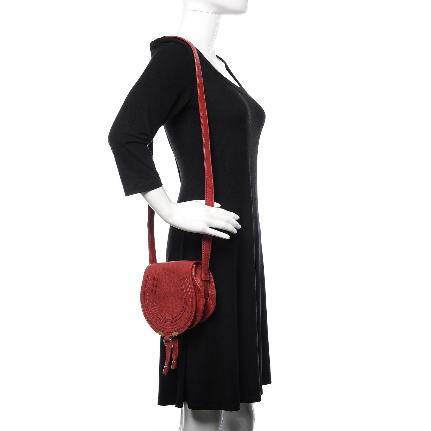 Calfskin Mini Marcie Round Crossbody Bag Red