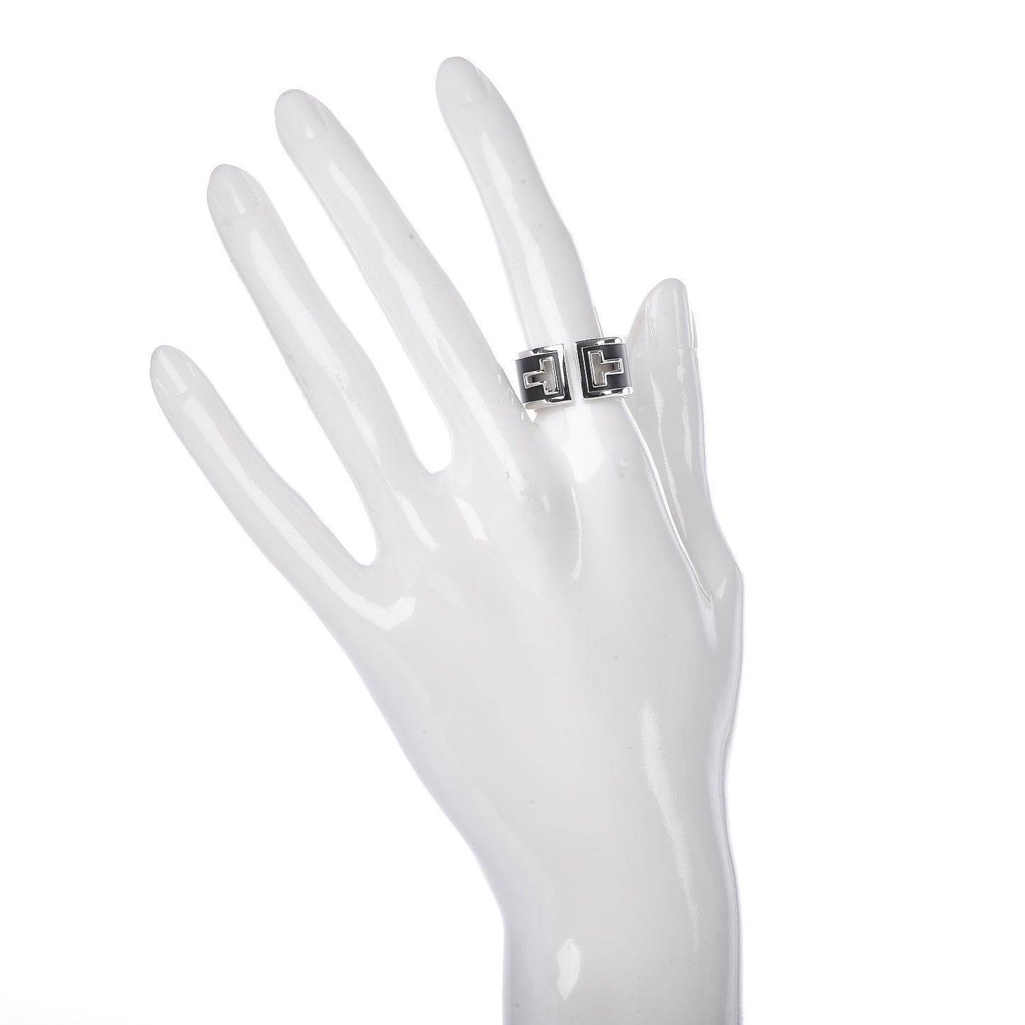 Sterling Silver Black Ceramic T Cutout Ring 53 6.5