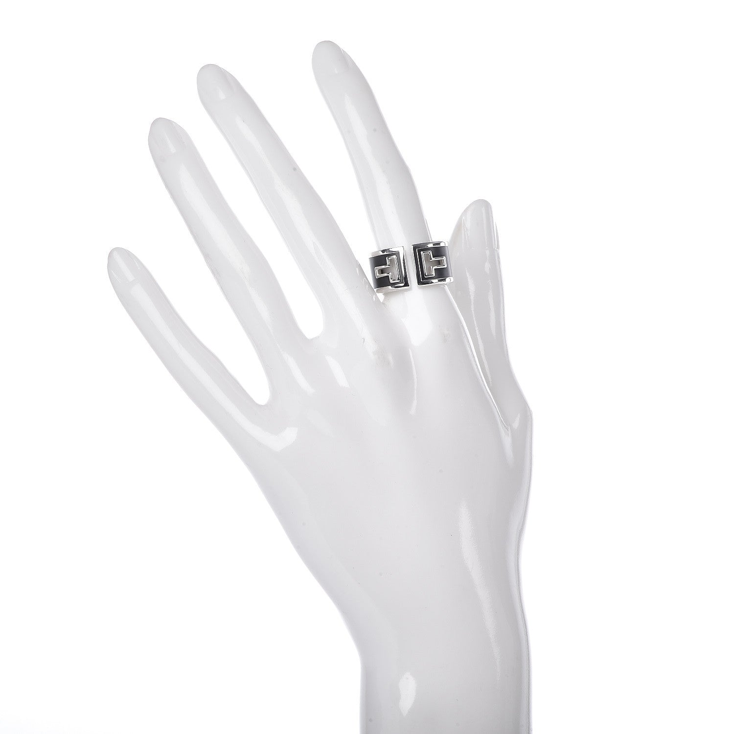 Tiffany Sterling Silver Black Ceramic T Cutout Ring 53 6.5 2 of 4