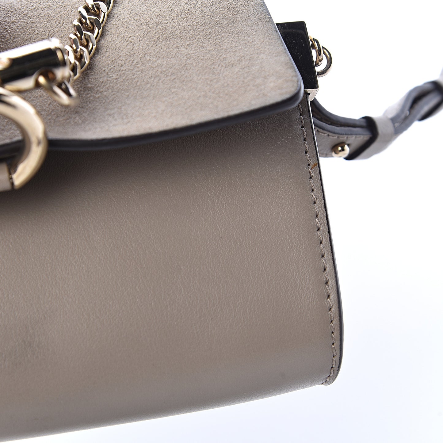 Suede Calfskin Mini Faye Shoulder Bag Motty Grey