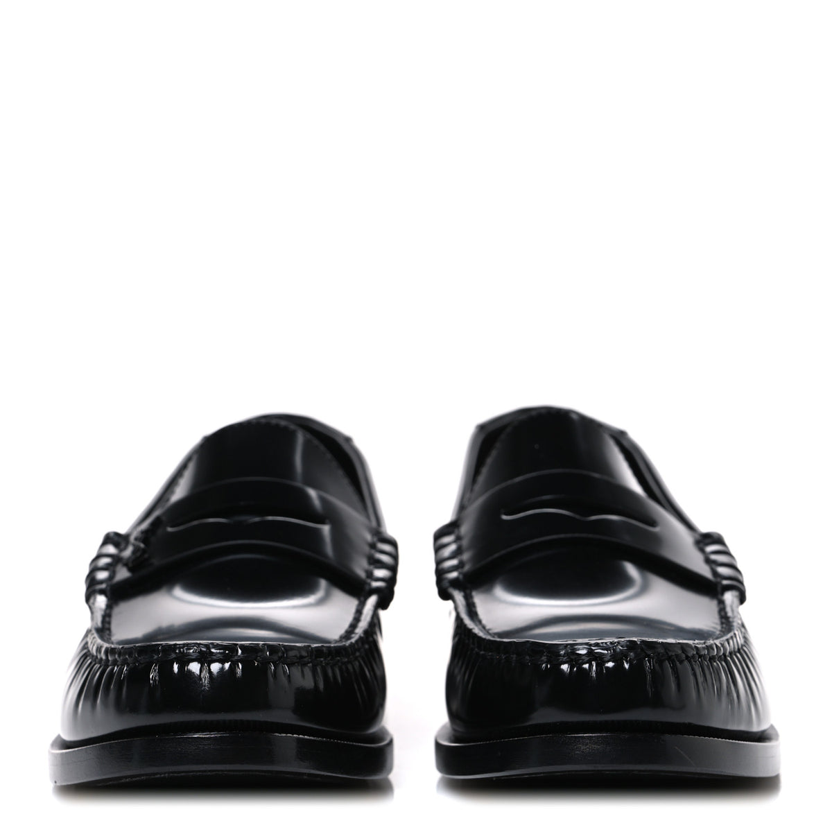 Saint Laurent Glazed Calfskin Le Loafer 15 Penny Slippers 38 Black 3 of 11
