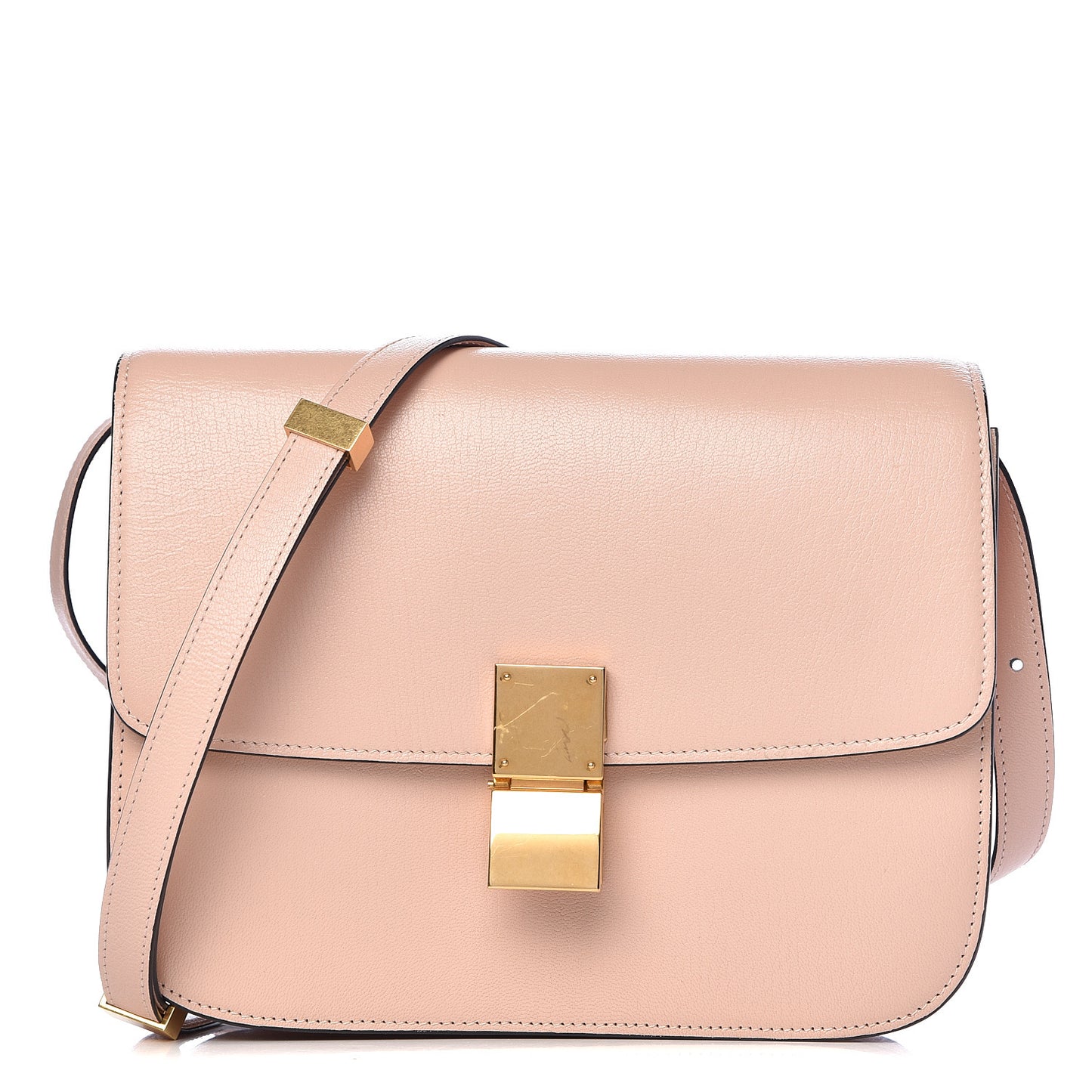 Shiny Goatskin Medium Classic Box Flap Bag Blush