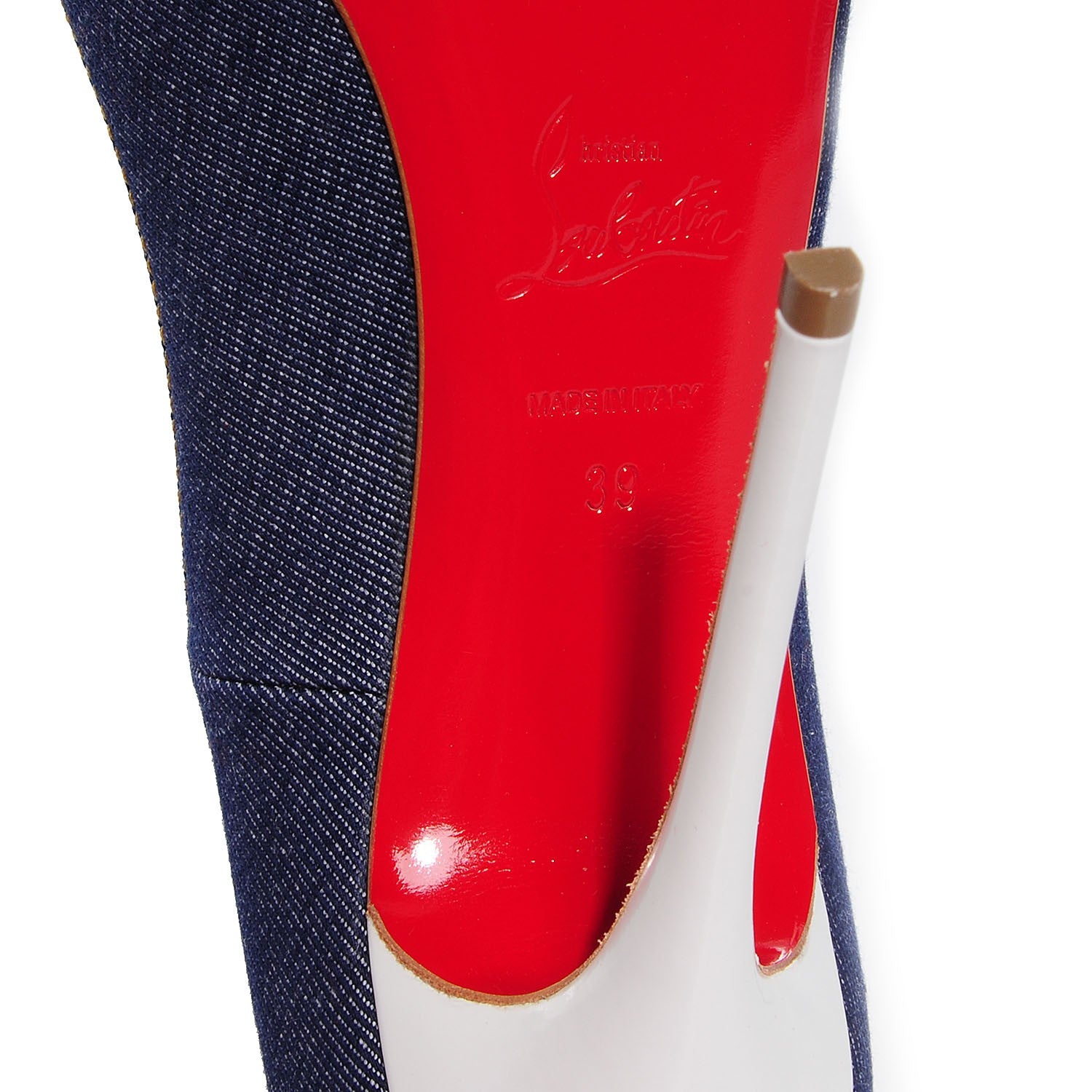 Christian Louboutin Denim Jazz Calf So Kate 120 Pumps 39 Blue White 6 of 7
