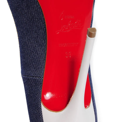Christian Louboutin Denim Jazz Calf So Kate 120 Pumps 39 Blue White 6 of 7