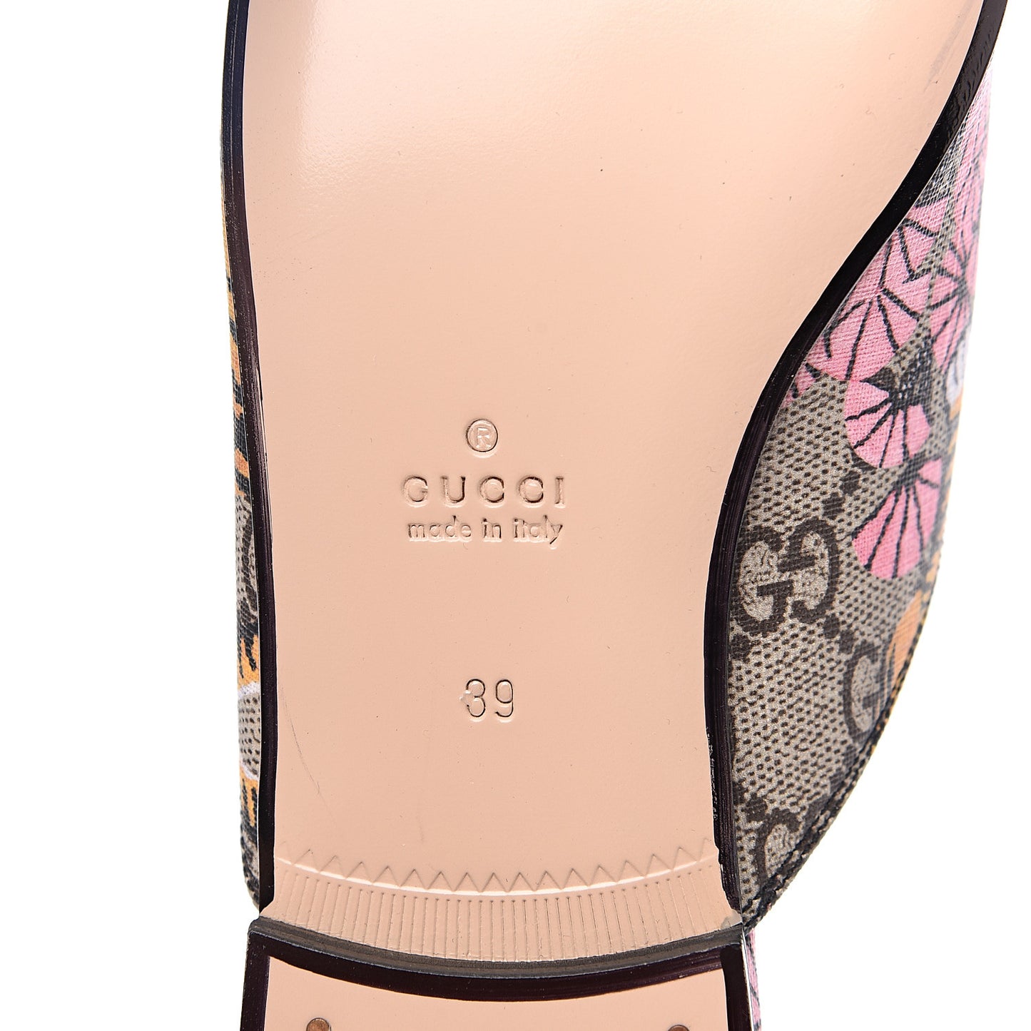 GG Supreme Monogram Bengal Womens Princetown Slippers 39 Beige Crop Pink