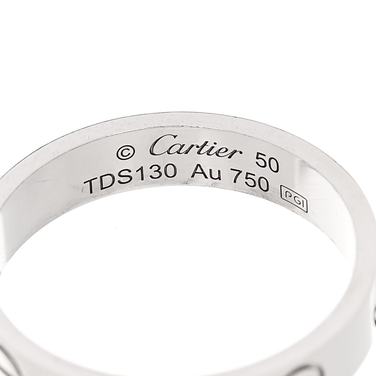 Cartier 18K White Gold 3.5mm LOVE Wedding Band Ring 50 5.25 4 of 5