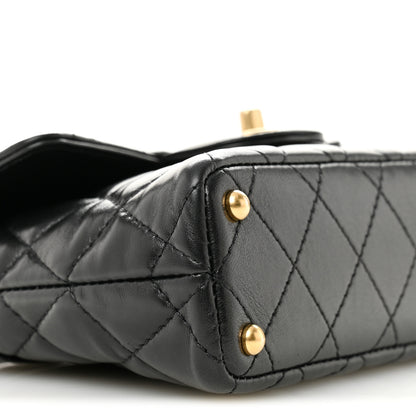Chanel Lambskin Quilted Small Flap Top Handle Bag Black 9 of 10