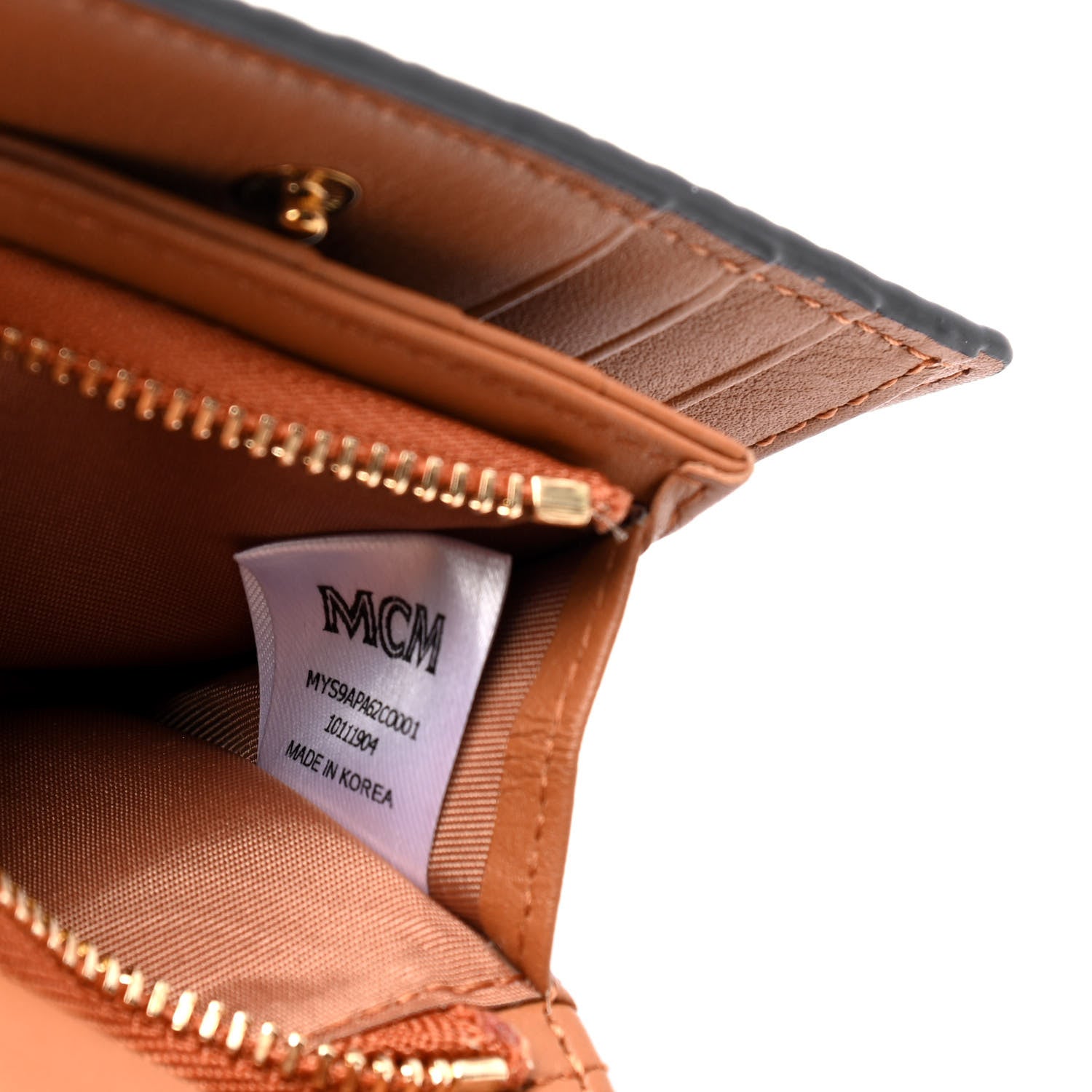 MCM Visetos Patricia Love Patch Compact Wallet Cognac 5 of 5