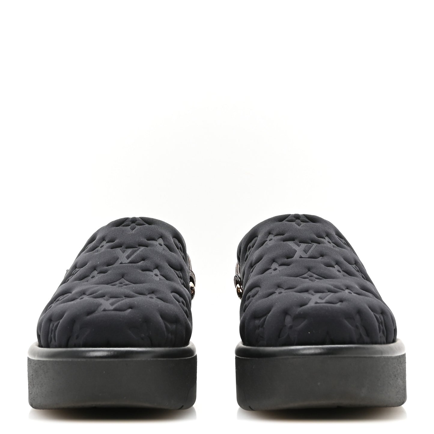 Nylon Embossed Monogram Aspen Platform Clog Mules 39.5 Black
