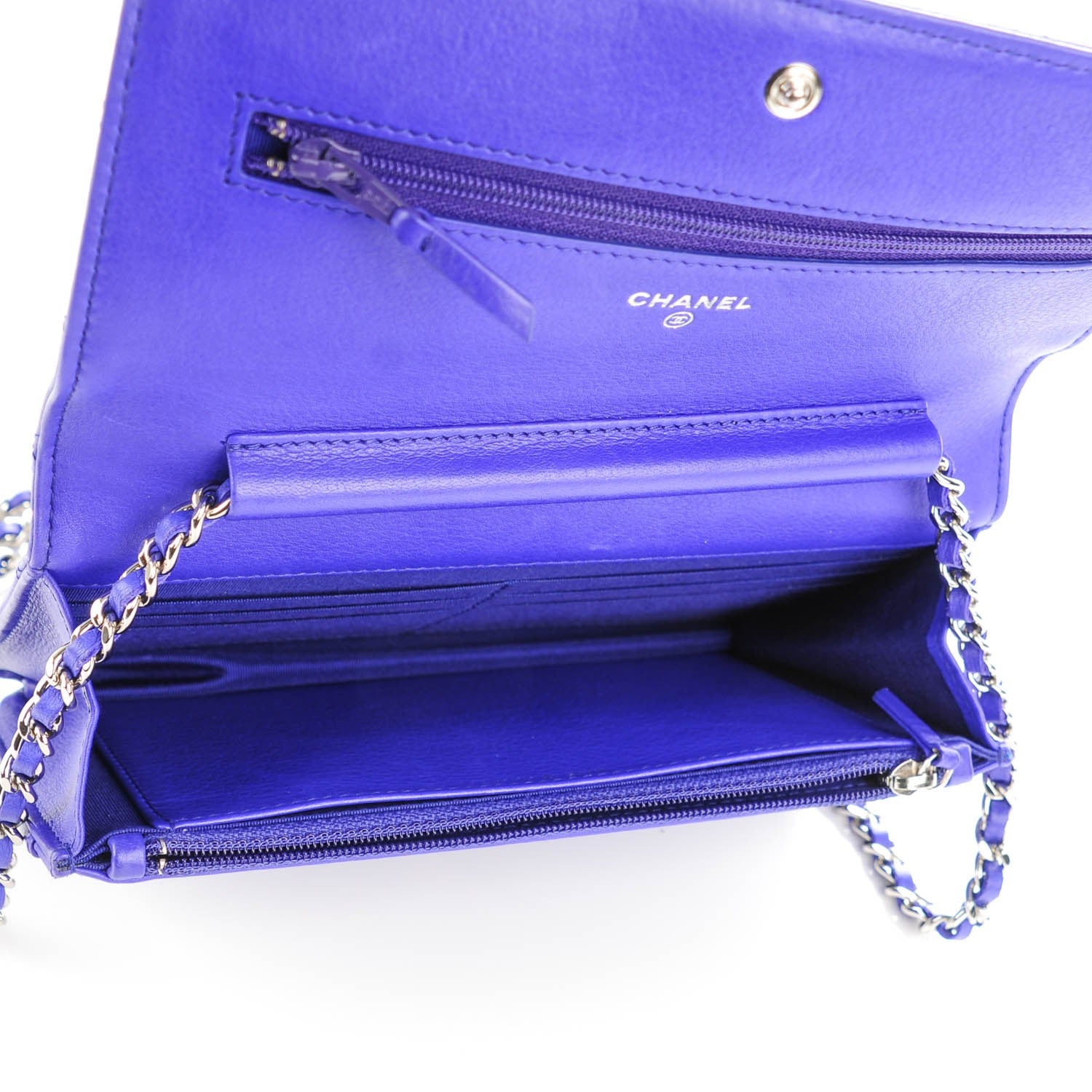 Chanel Calfskin Quilted Fancy CC Wallet On Chain WOC Blue 5 of 8