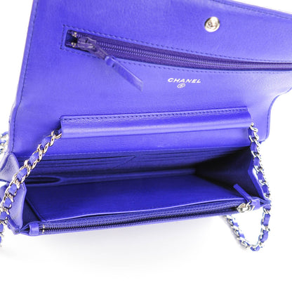 Chanel Calfskin Quilted Fancy CC Wallet On Chain WOC Blue 5 of 8