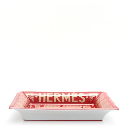 Hermes Porcelain Sellier Change Tray Rouge Or 4 of 6