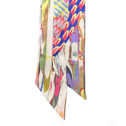 Hermes Silk Marble Silk Twilly Rose Vert Violet 2 of 6