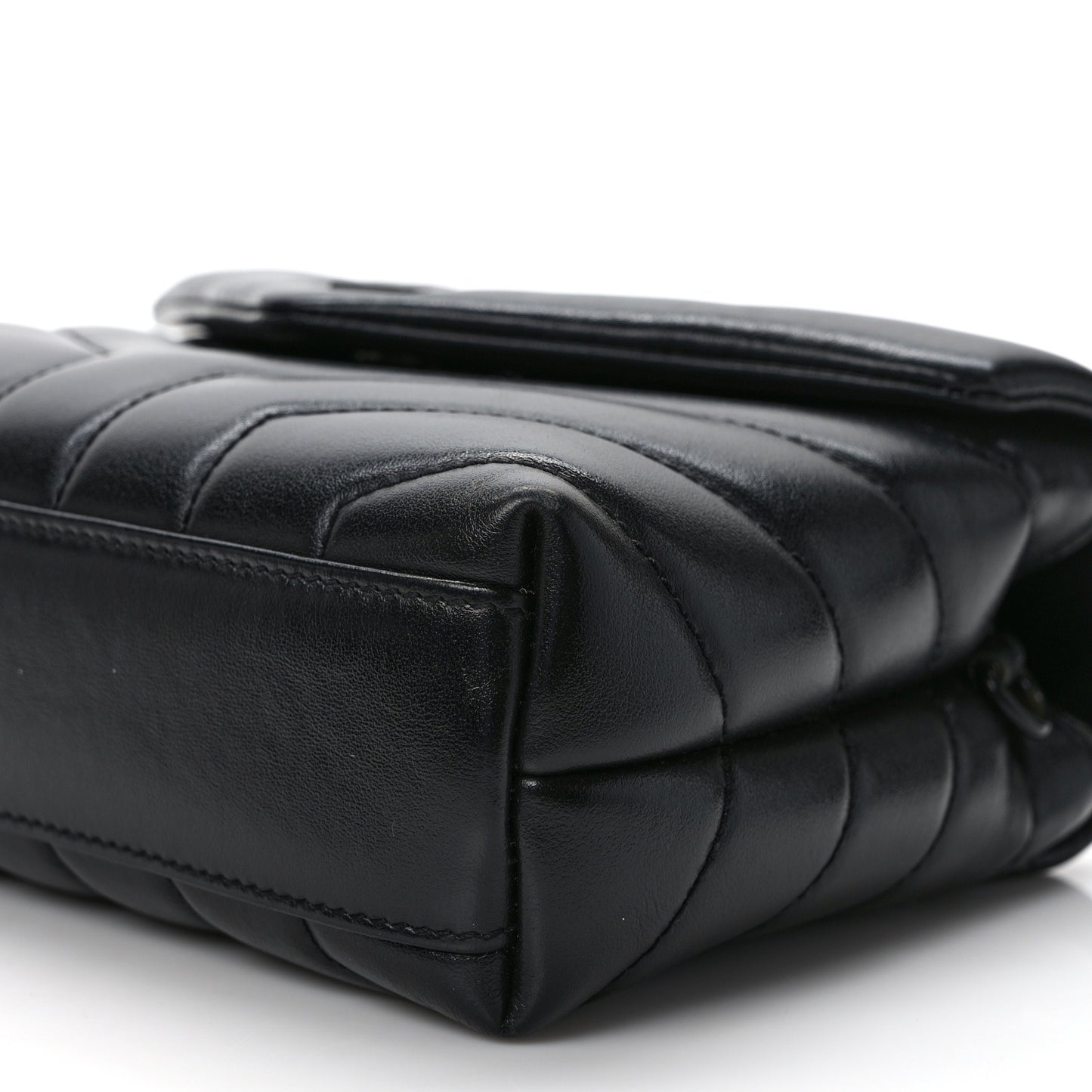 Calfskin Y Quilted Monogram Monochrome Toy Loulou Crossbody Bag Black