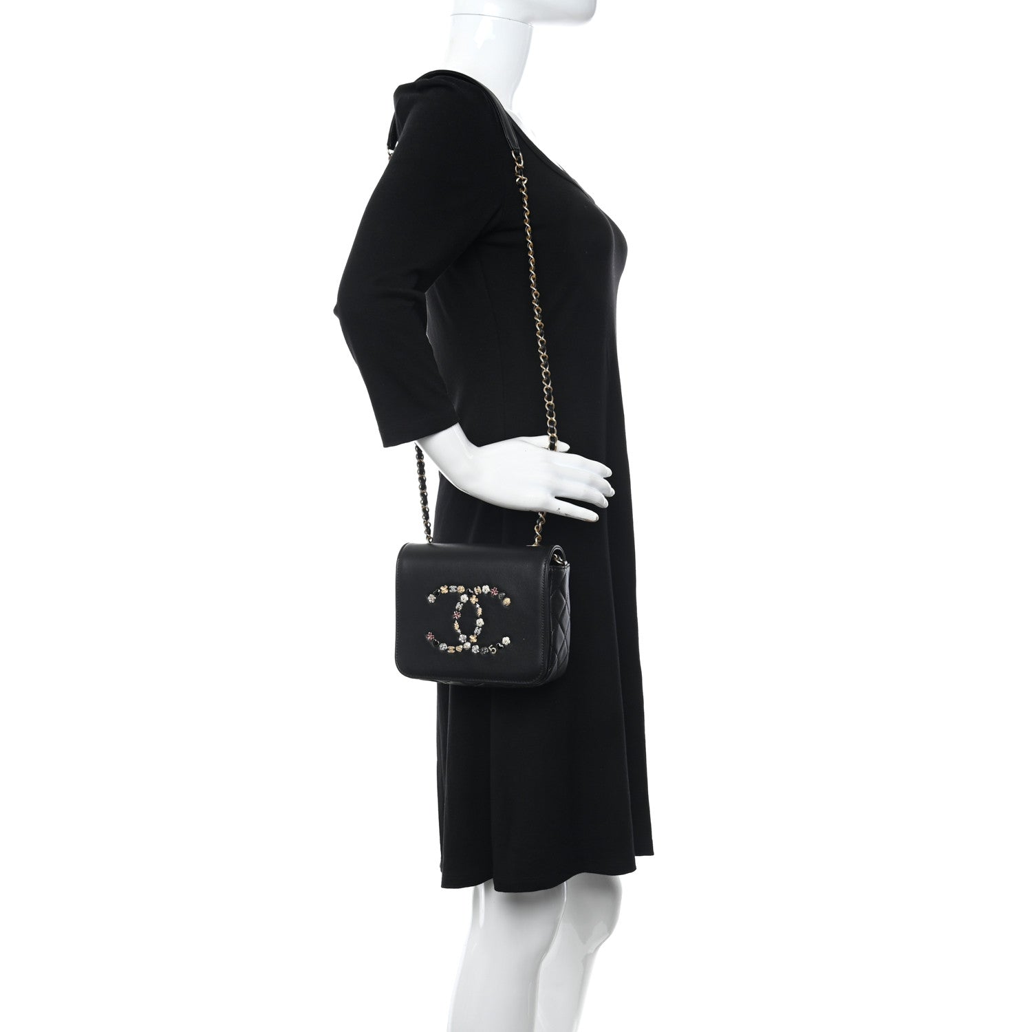 Chanel Lambskin Quilted Lucky Charms CC Crossbody Messenger Flap Black 2 of 10